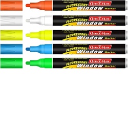 Office Mate Fluorescent Window Marker-White